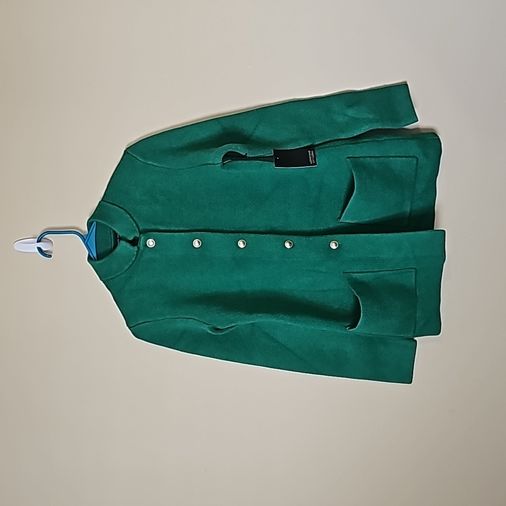Adrienne Vittadini Emerald Green Heavy Short Cardigan Sweater Sz Small NWT